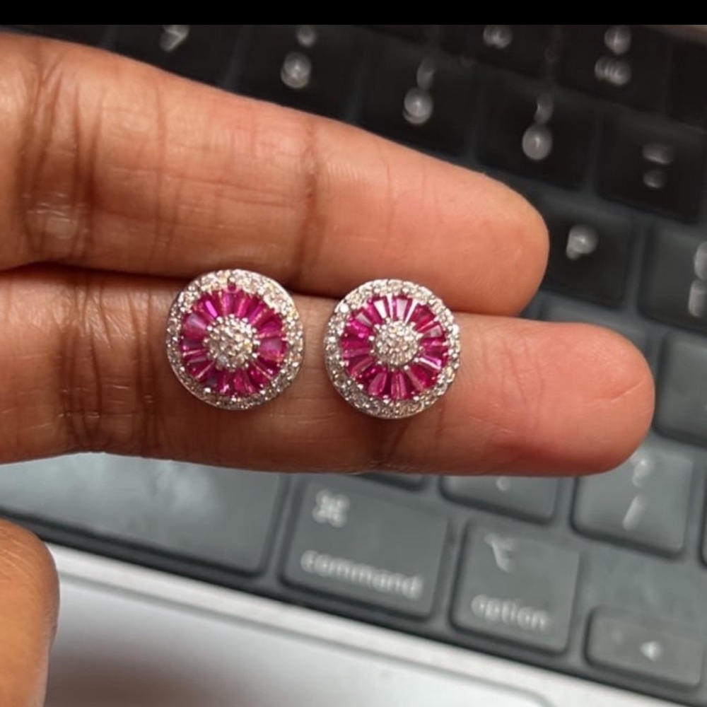 Sterling Silver Ruby Crystal Studs With Swarovski… - image 7
